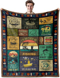 Fishing Gifts for Men Fishing Blanket 50in x 60in - Cozy Outdoor Throw