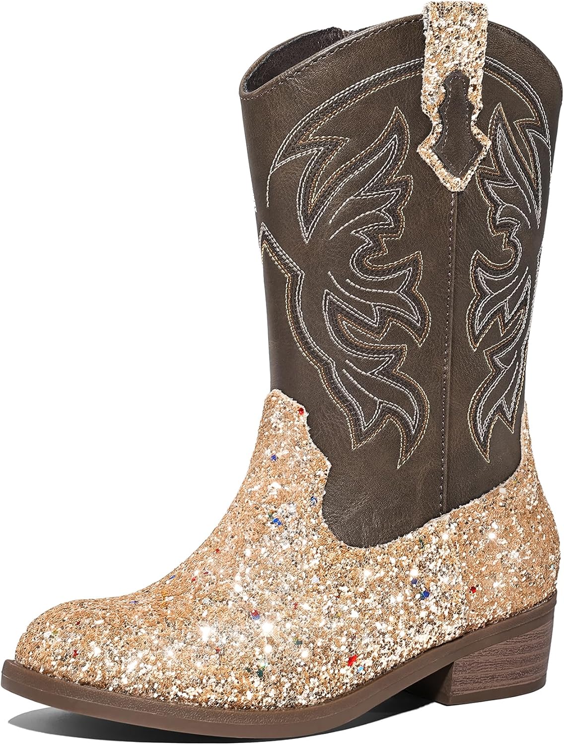 K KomForme Girls Cowgirl Boots Glitter Cowboy Style for Kids