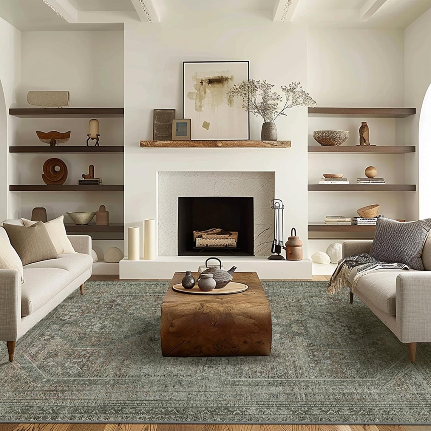 GENIMO 9x12 Area Rug for Living Room, Vintage Lightweight Design