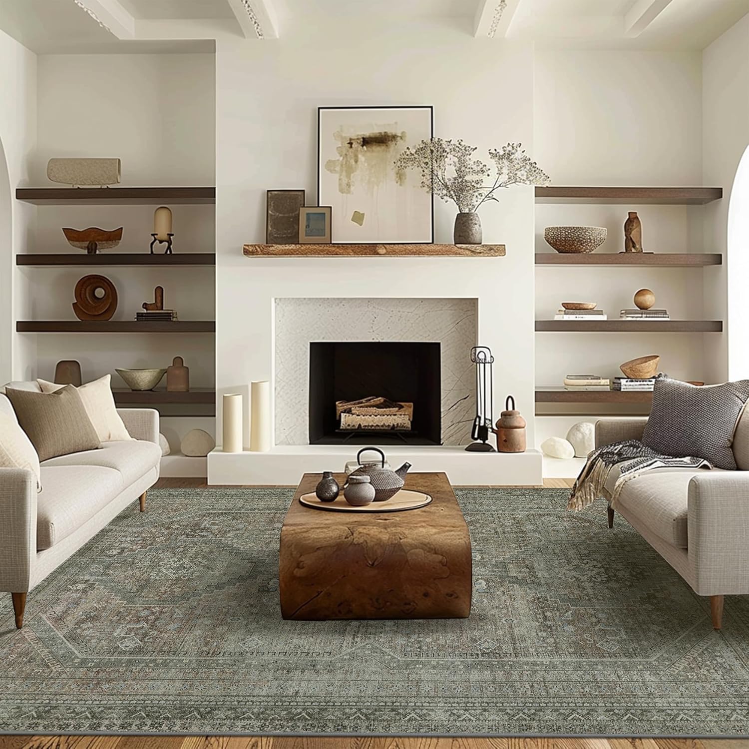 GENIMO 9x12 Area Rug for Living Room, Vintage Lightweight Design