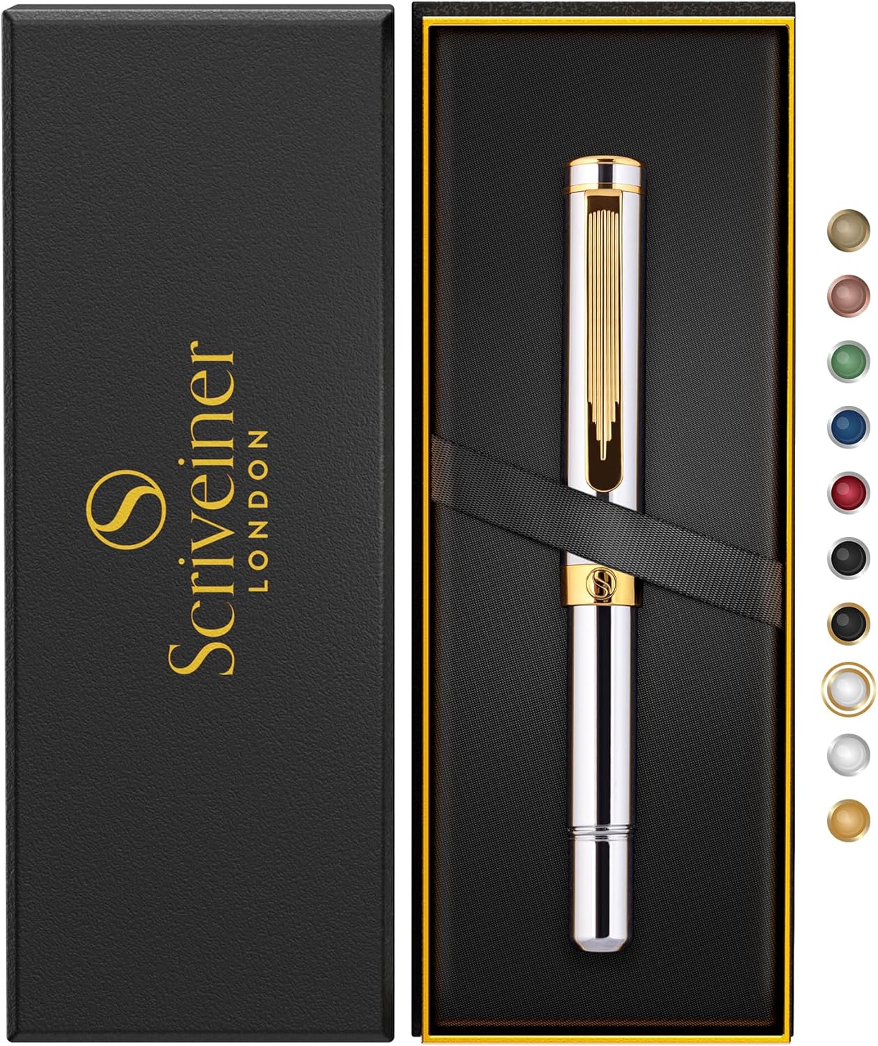 Scriveiner Silver Chrome Rollerball - Luxury EDC Writing Pen