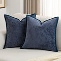 Chenille Throw Pillow Covers 22x22 in Set of 2 - Soft Velvet Backing