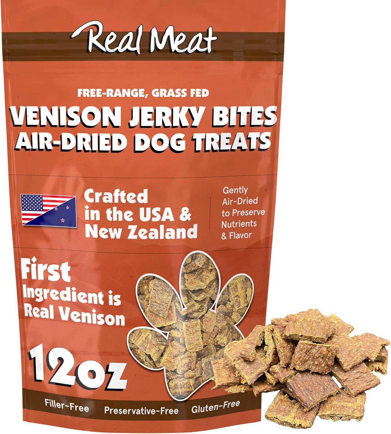 Real Meat Dog Treats - Air-Dried Venison Jerky for Dogs