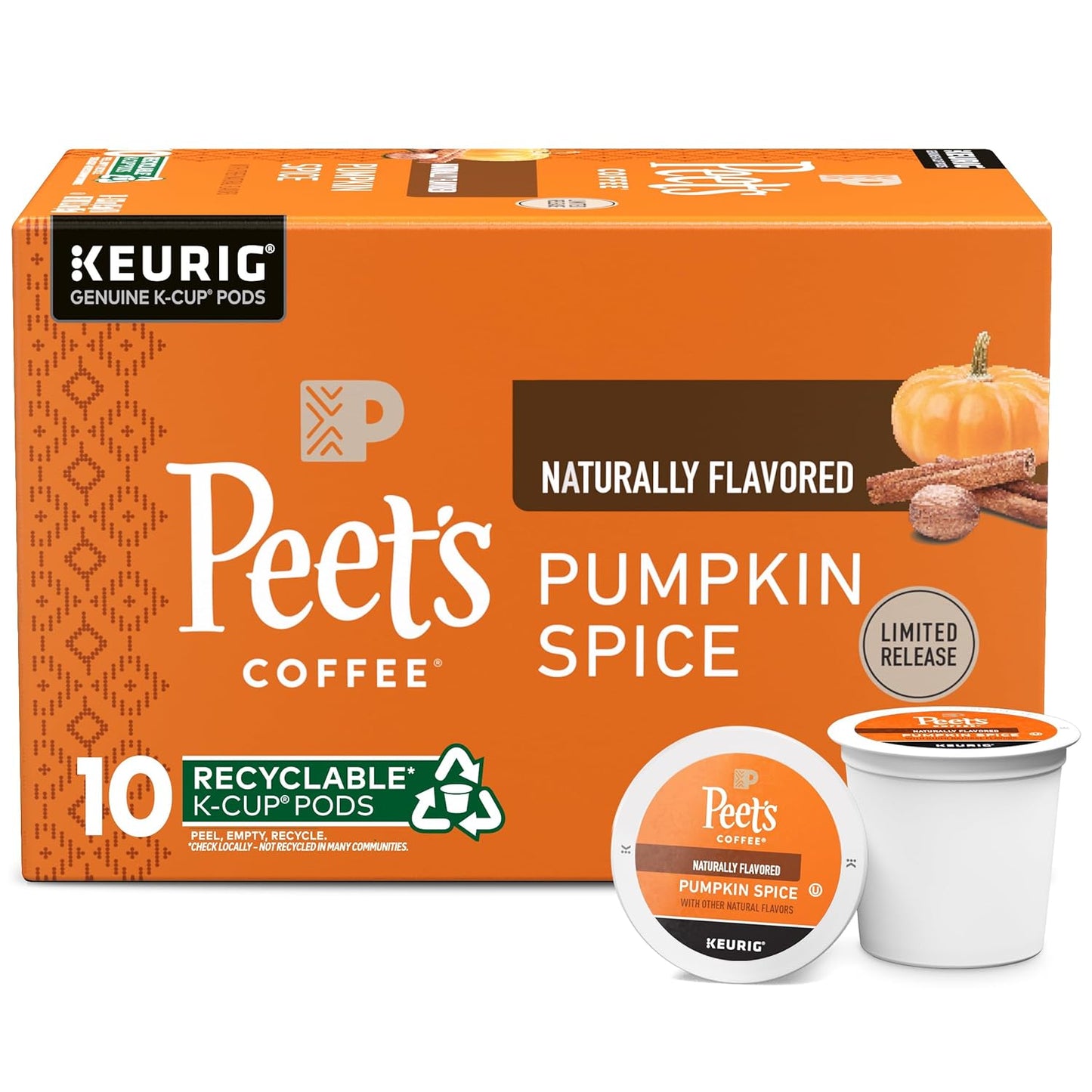 Peet's Pumpkin Coffee Pods - 10 Count