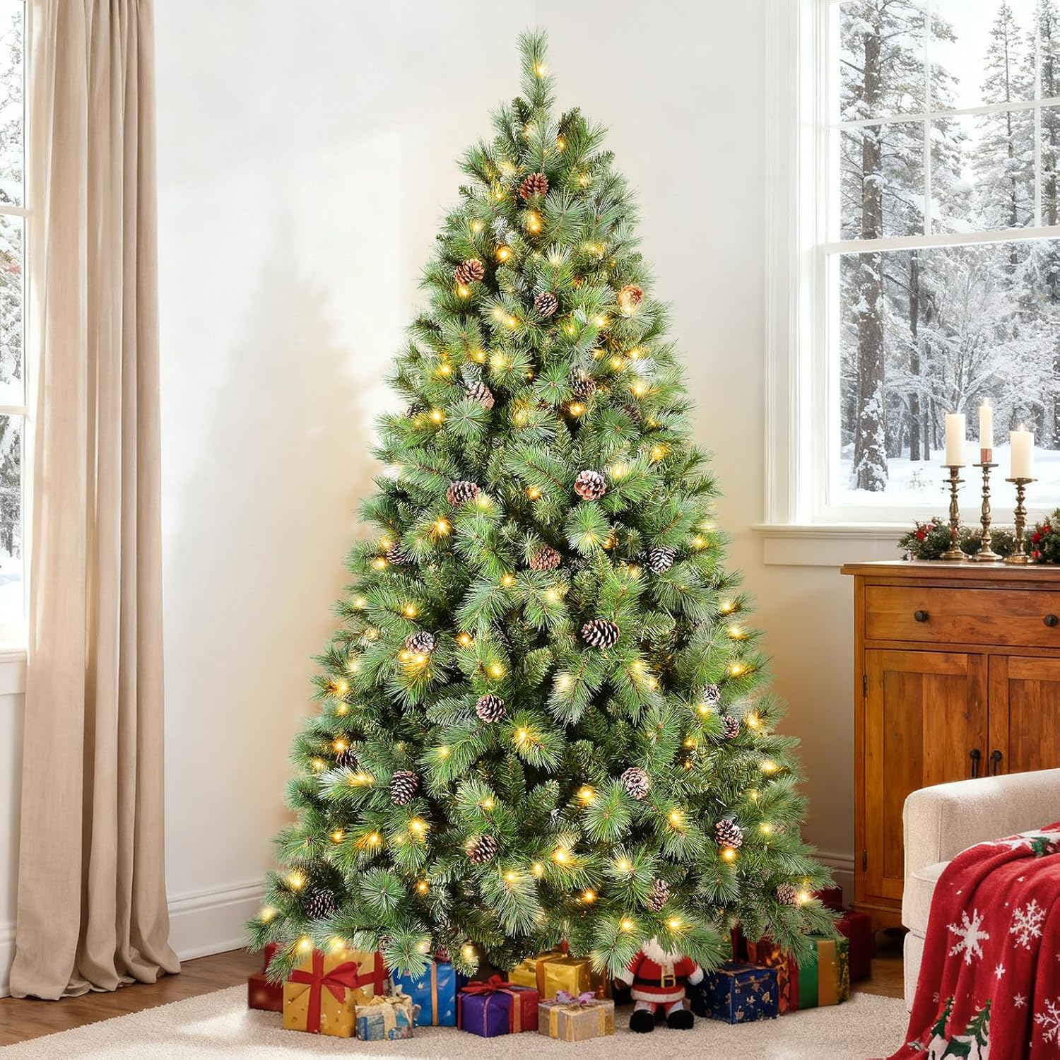 4ft Prelit Christmas Tree with Pine Cones for Holiday Cheer