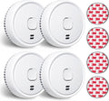 Ecoey Smoke Detector 10 Year Fire Alarm 4-Pack - Compact Photoelectric