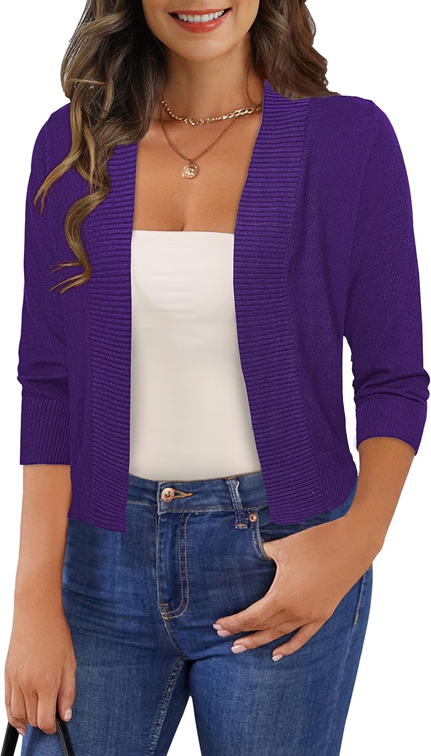 Women's 3/4 Sleeve Cropped Cardigan Sweaters for All Occasions