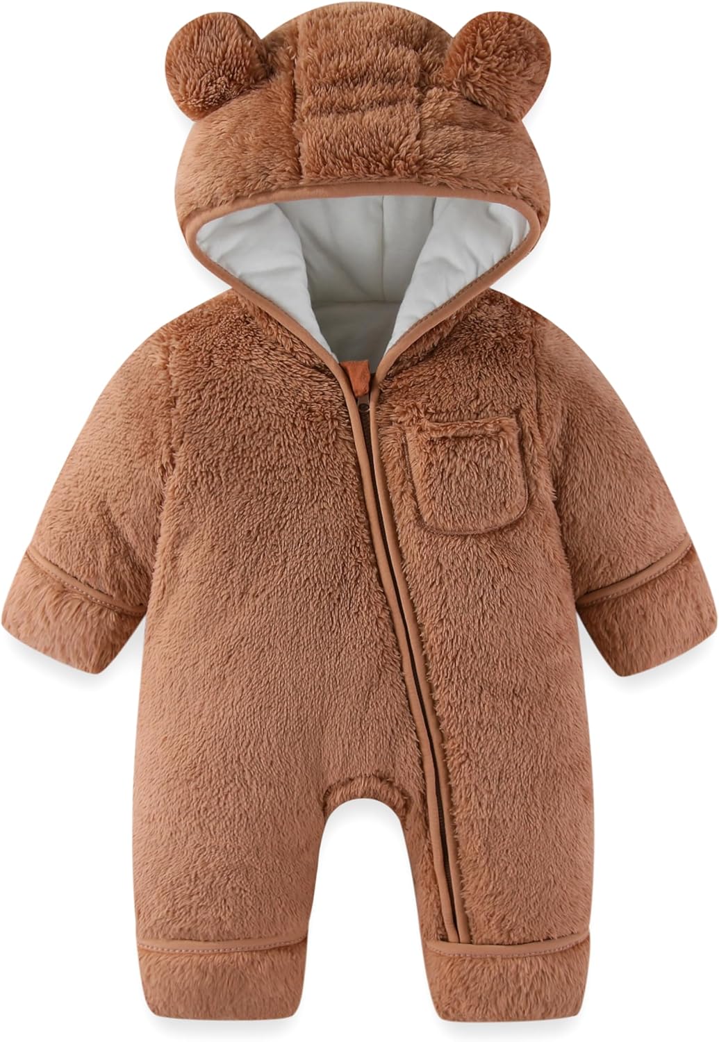 Newborn Baby Bear Outfit with Fold-Over Mittens and Footies
