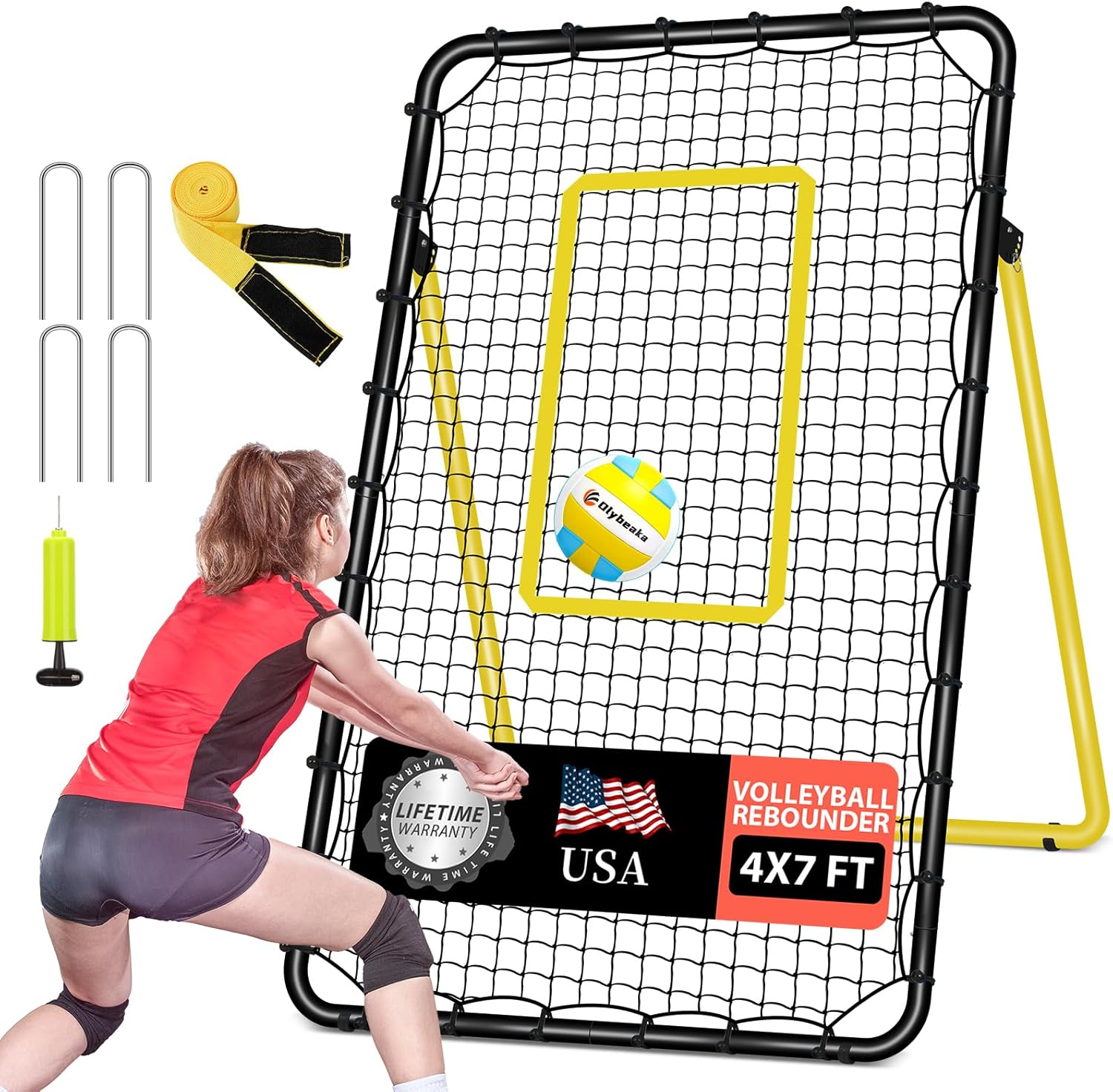 5-Angle Adjustable Volleyball Rebounder Net for Training