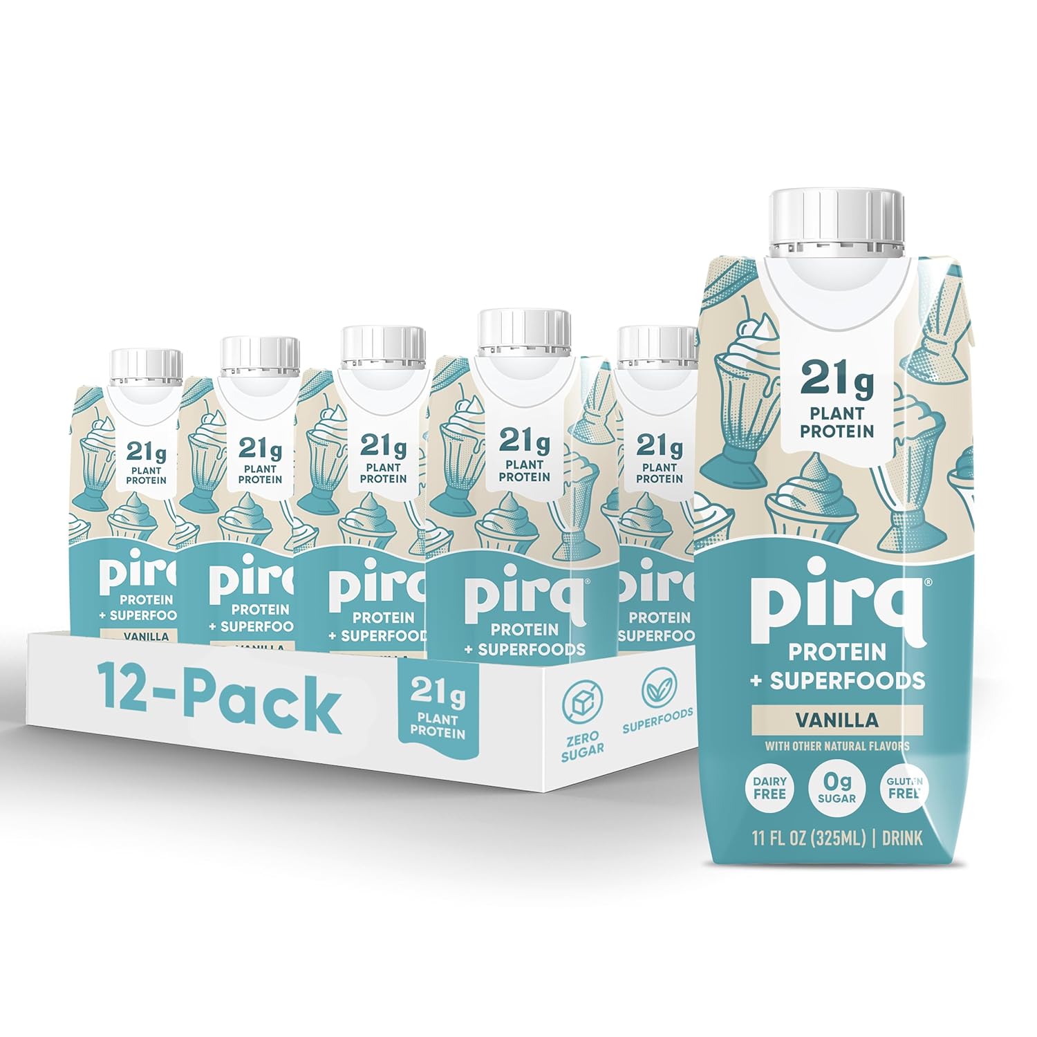 Pirq Dairy Free Protein Shake with 25 Superfoods - 12 Pack