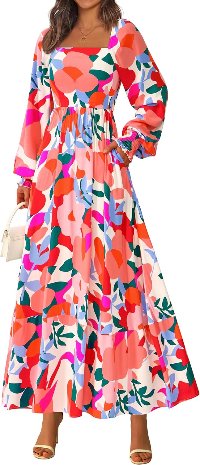 RETTYGARDEN Floral Maxi Dress for Women 2025 Fall Elegance