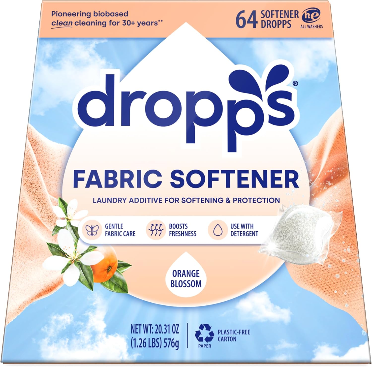 Dropps Laundry Fabric Softener Pods for Fluffy, Soft Fabrics