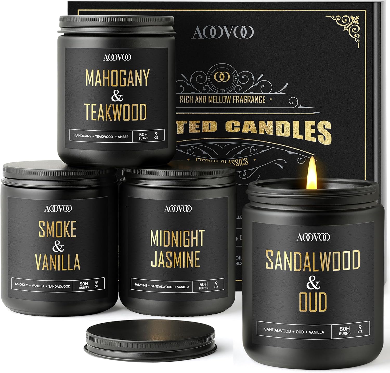 AOOVOO Scented Candles for Men - Luxurious Aromatherapy Set