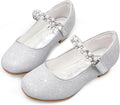 Girls White Flower Girl Mary Jane Low Heels - Comfortable Fit