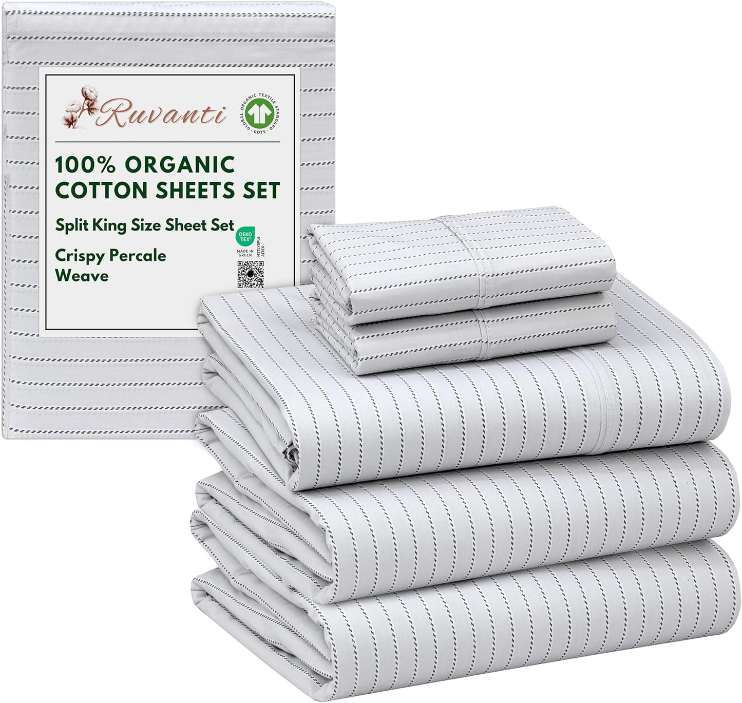100% Organic Cotton Sheets Split King Set for Ultimate Comfort
