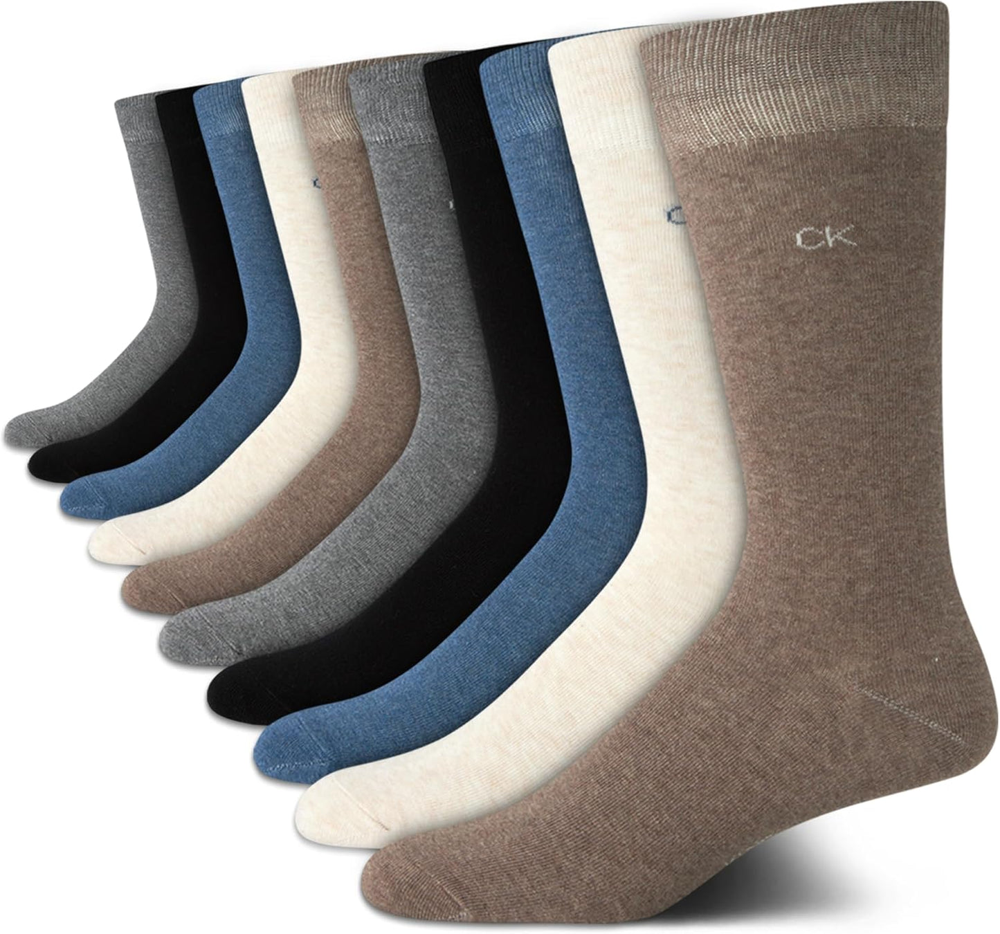 Calvin Klein Mens Dress Socks - Comfort Stretch Crew Socks