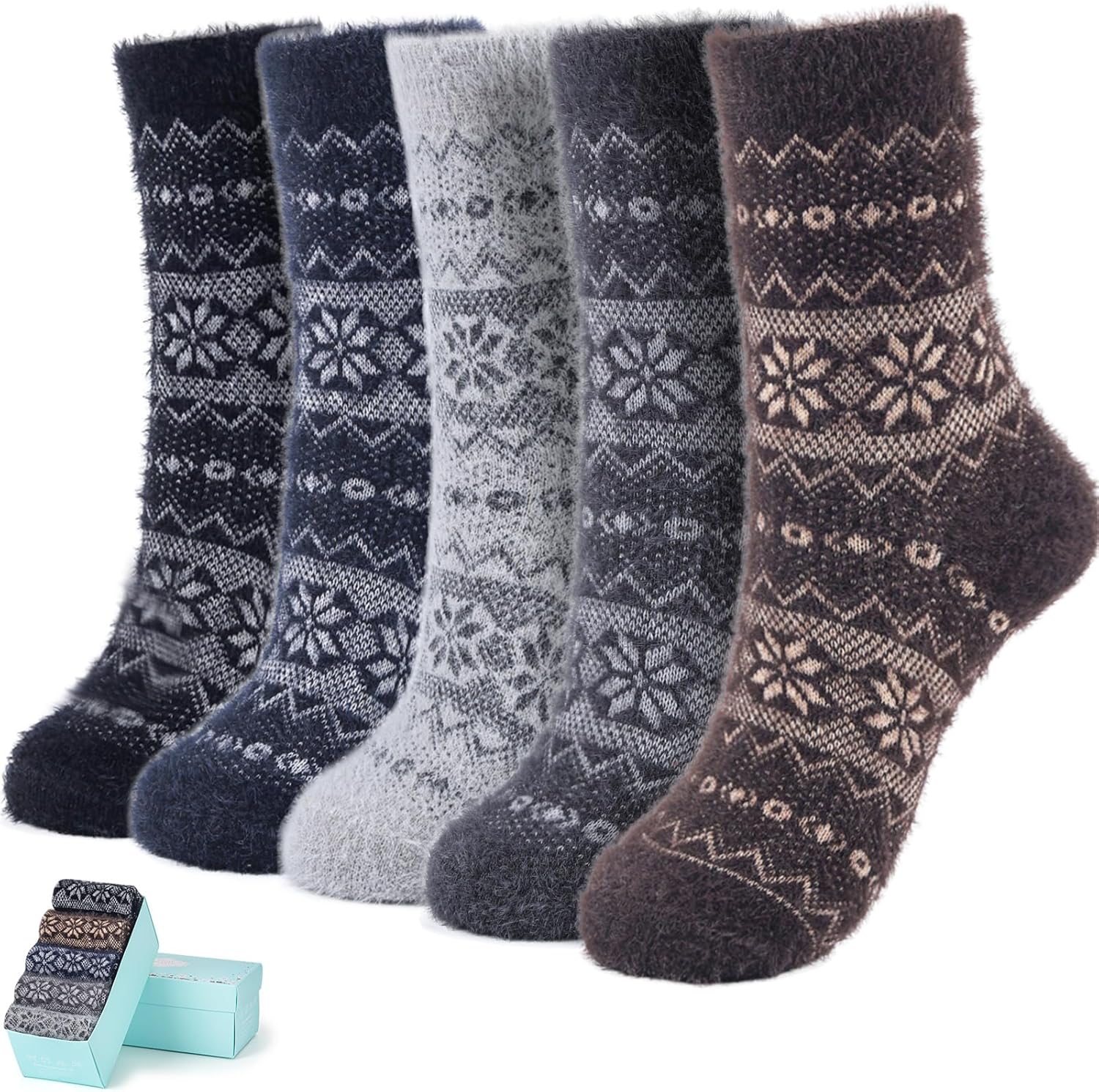ICEIVY Cozy Fuzzy Socks for Women - Warm Winter Wool Socks