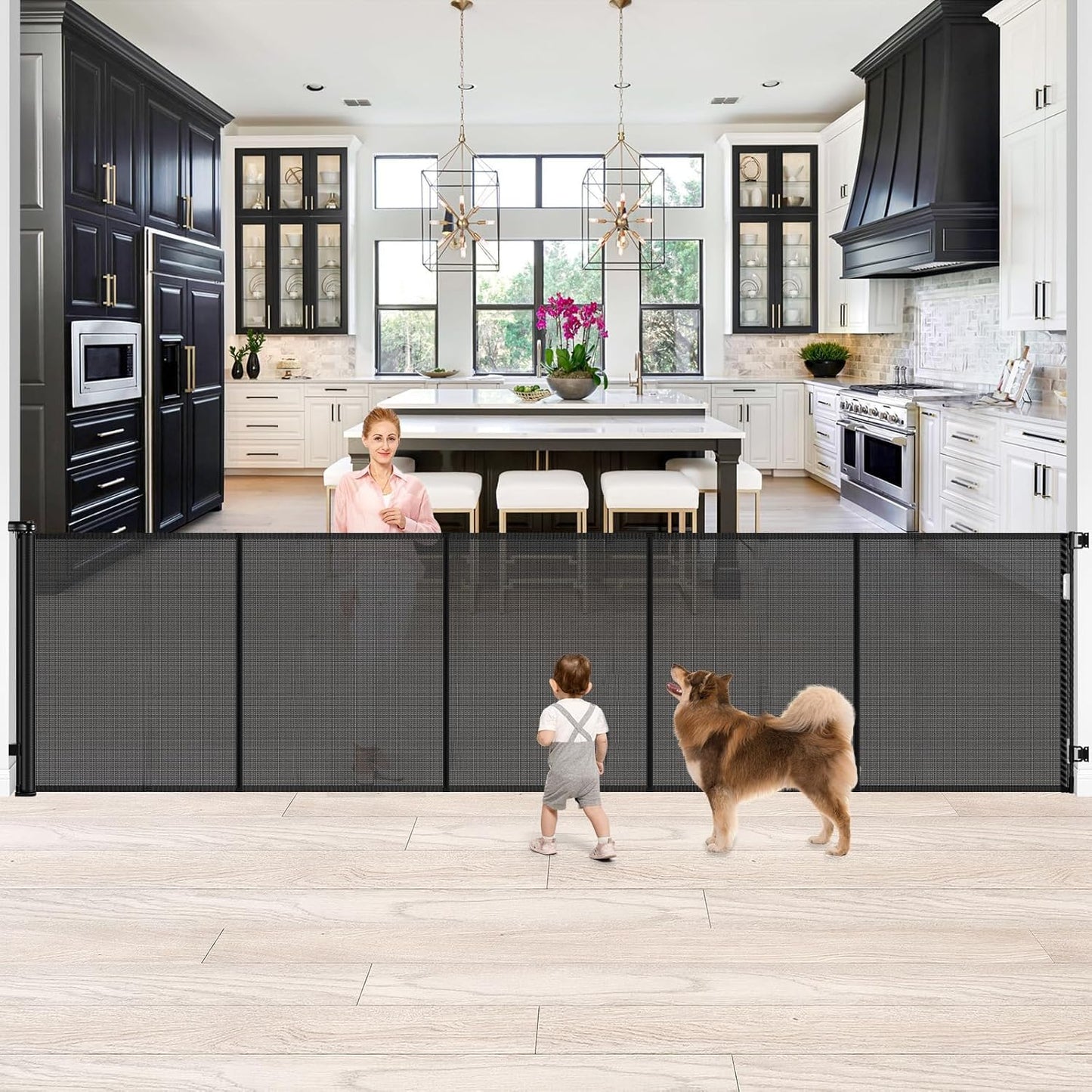 42 Inch Extra Tall Retractable Baby Gate for Large Openings