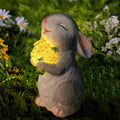 Solar Rabbit Garden Statue Solar-Powered Bunny with Sunflower