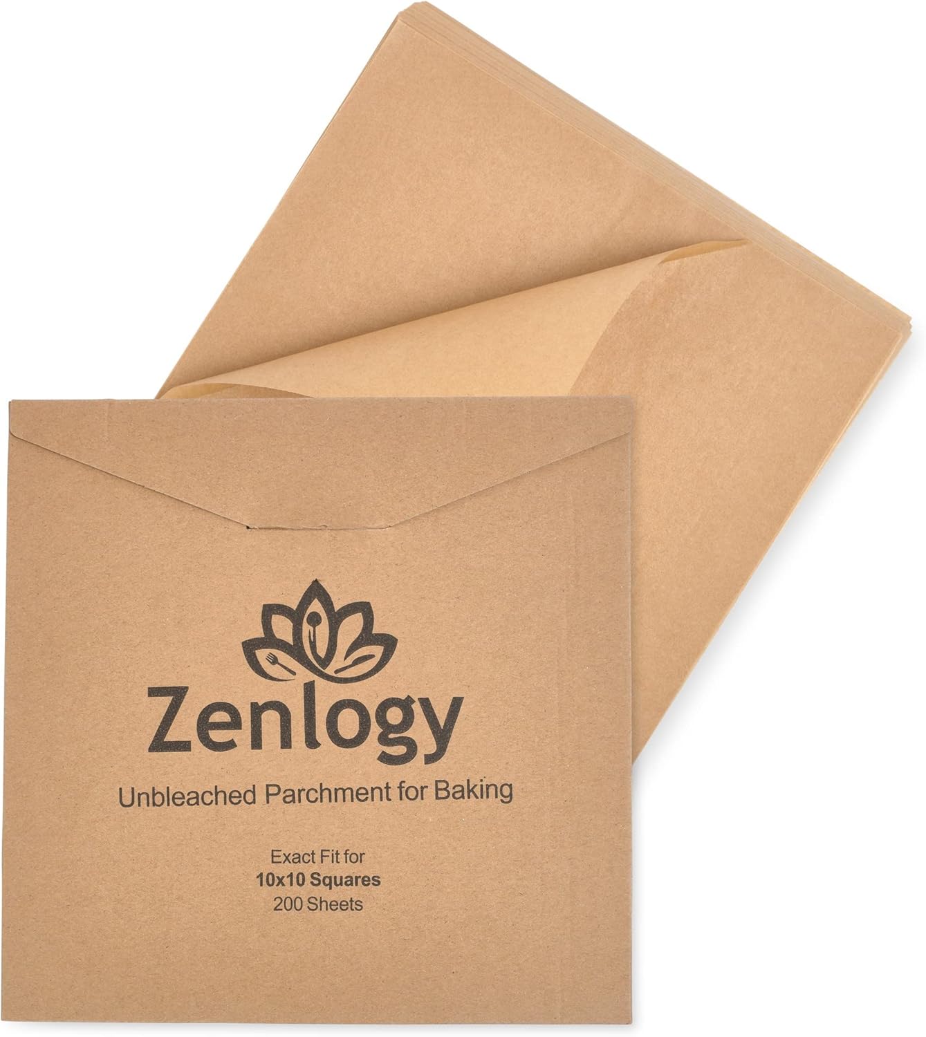 200 Unbleached Parchment Paper Sheets - High Heat, Non-stick for Baking