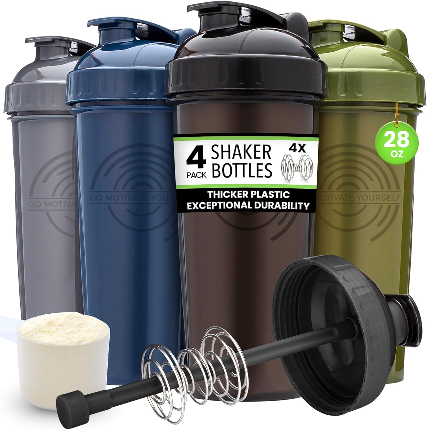 4-Pack 28oz Protein Shaker Set | BPA-Free, Dishwasher Safe | Mix with Ease!