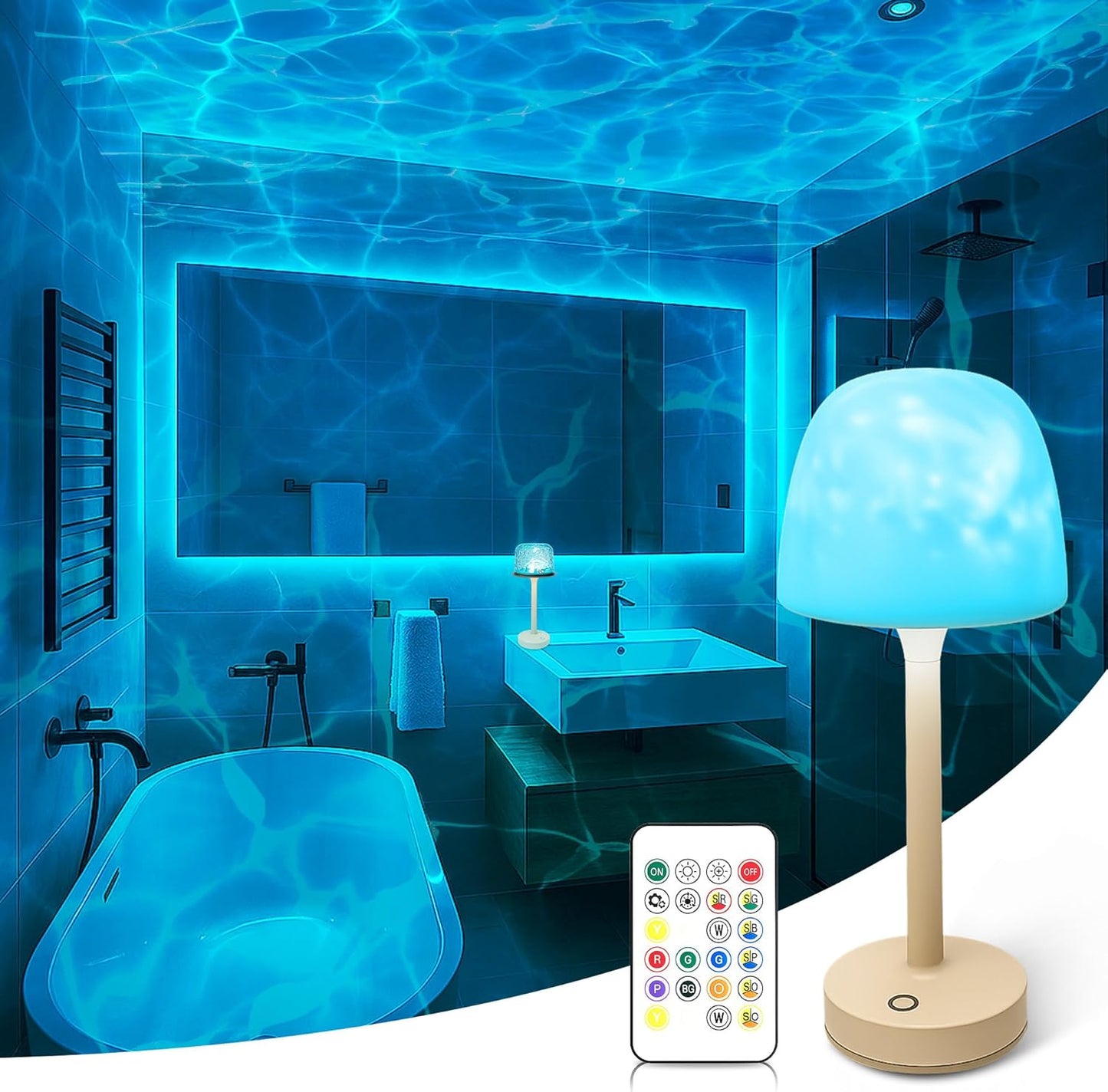 Rechargeable Shower Lights by Lazukes - Ocean Wave Projector