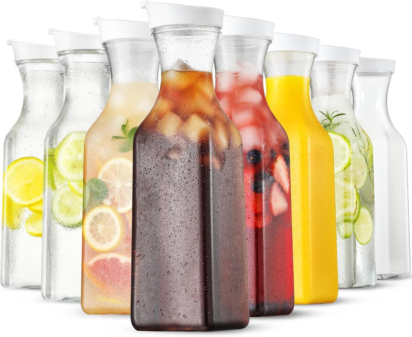 Plastic 8 PACK Large 50 Oz Water Carafe for Juices and More