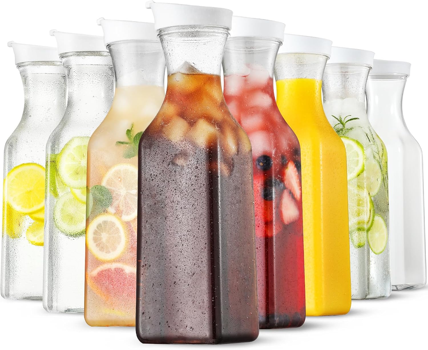 Plastic 8 PACK Large 50 Oz Water Carafe for Juices and More