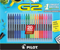Pilot G2 Premium Gel Pens Fine Point 0.7 mm Assorted Colors 20 Pack