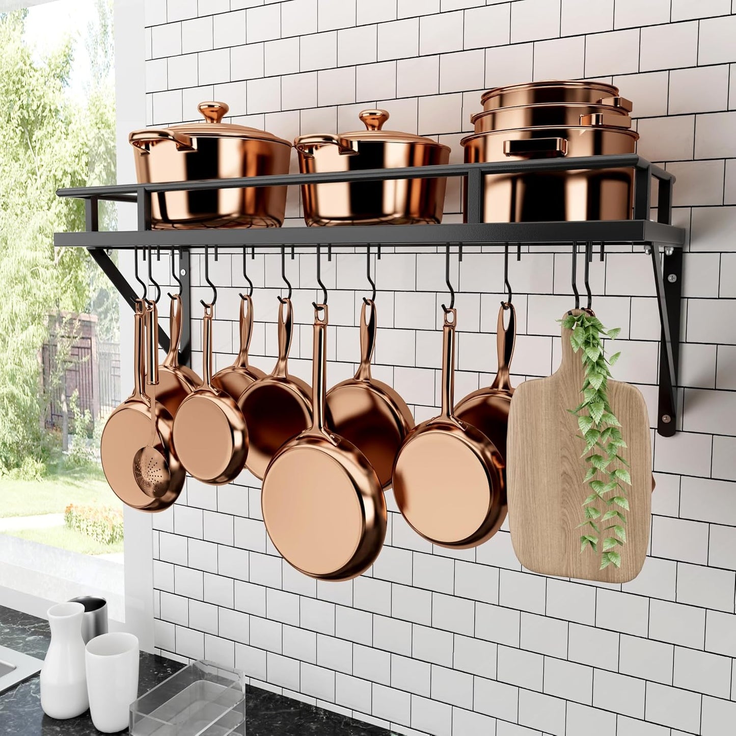 KES 30-Inch Kitchen Pot Rack Wall Mounted Organizer for Space Saving