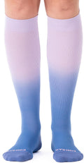 15-20mmHg Knee High Compression Socks - Purple/Denim Ombre Nylon