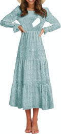 Women's Nursing Dress Smocked Tiered Midi with Pockets (Style WF73)