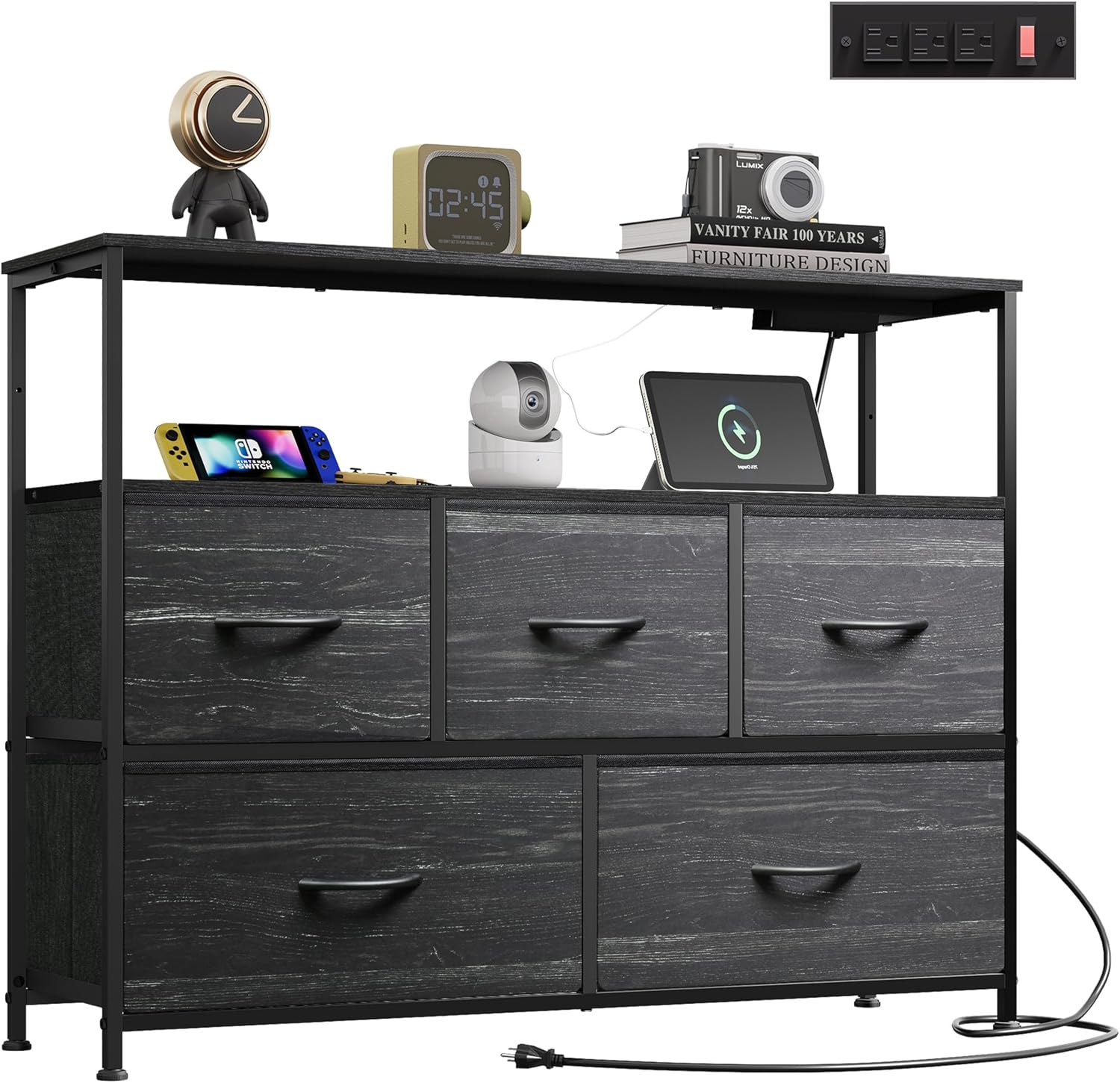 WLIVE Dresser for Bedroom with Charging Station and Storage