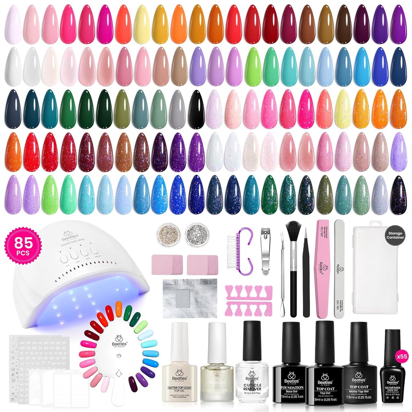 Beetles 85 Pcs Gel Nail Polish Kit for Stunning Home Manicure