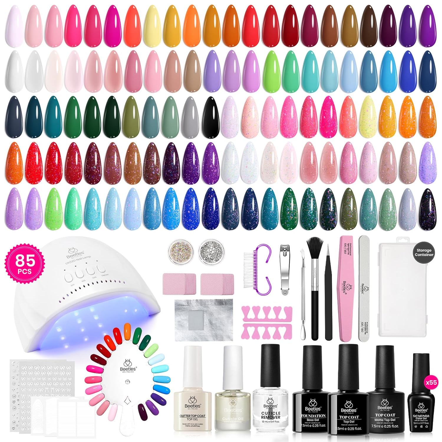 Beetles 85 Pcs Gel Nail Polish Kit for Stunning Home Manicure