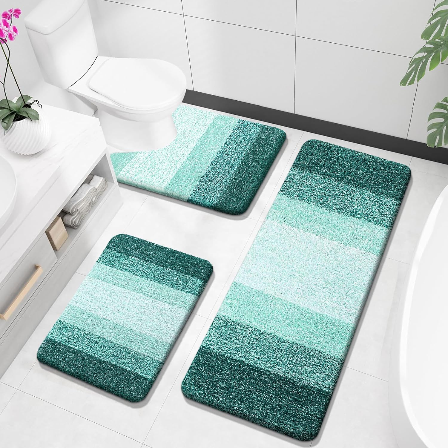 OLANLY Bathroom Rugs Sets 3 Piece for Soft Absorbent Comfort