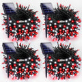 4-Pack Red and White Solar Christmas Lights for Outdoor Decor