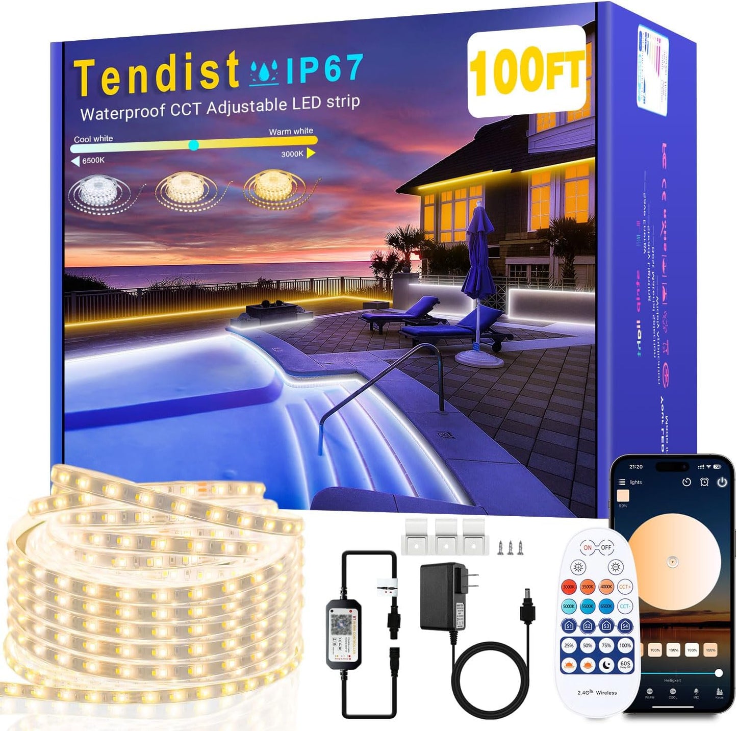 100FT Outdoor LED Strip Lights Waterproof for Versatile Use
