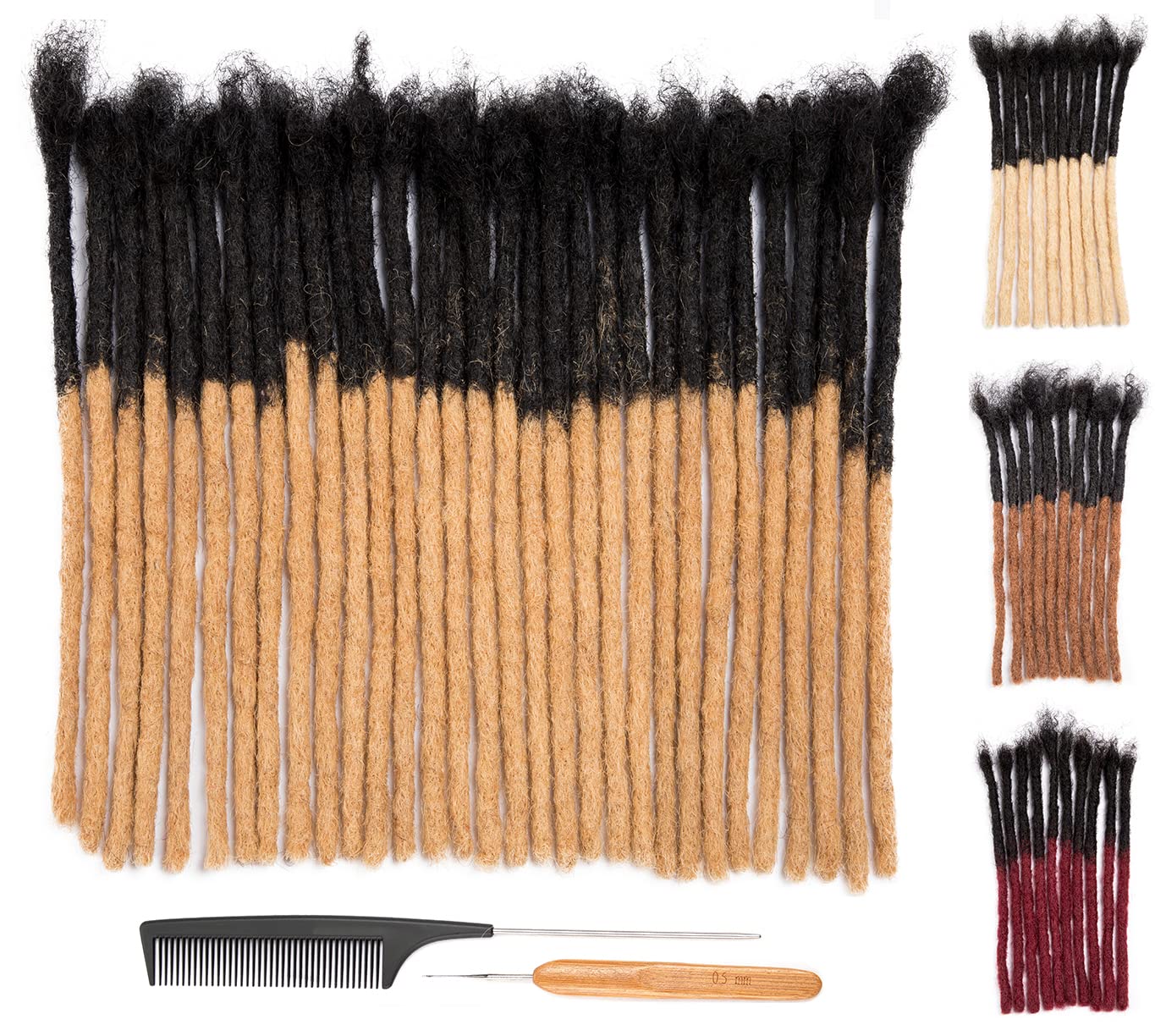 DAIXI 8 Inch Ombre Color Human Hair Dreadlock Extensions