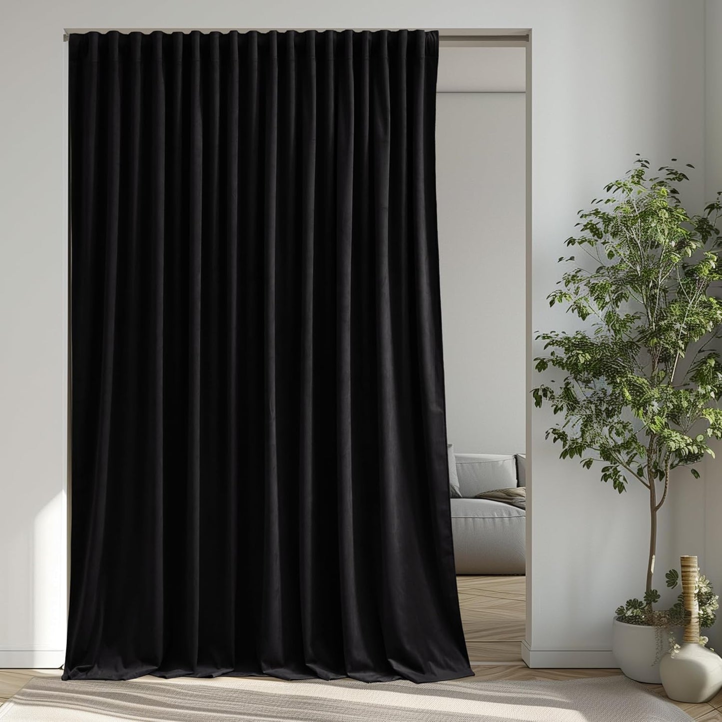 StangH Black Velvet Theater Curtains for Sliding Glass Doors