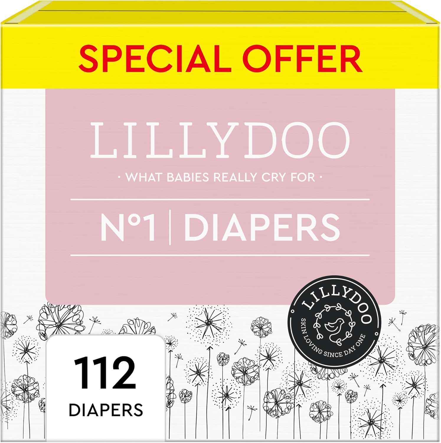 LILLYDOO Size 1 Monthly Diapers, 224 Count - Ultra Soft & Absorbent!