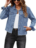 Denim Jacket for Women Distressed Jean Jacket with Frayed Hem luvamia