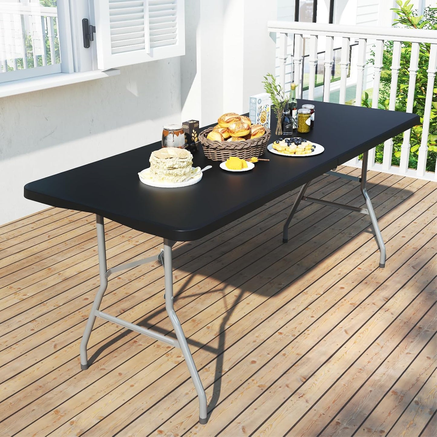 Foldable Table 6ft - Portable Heavy Duty Dining Table for Events