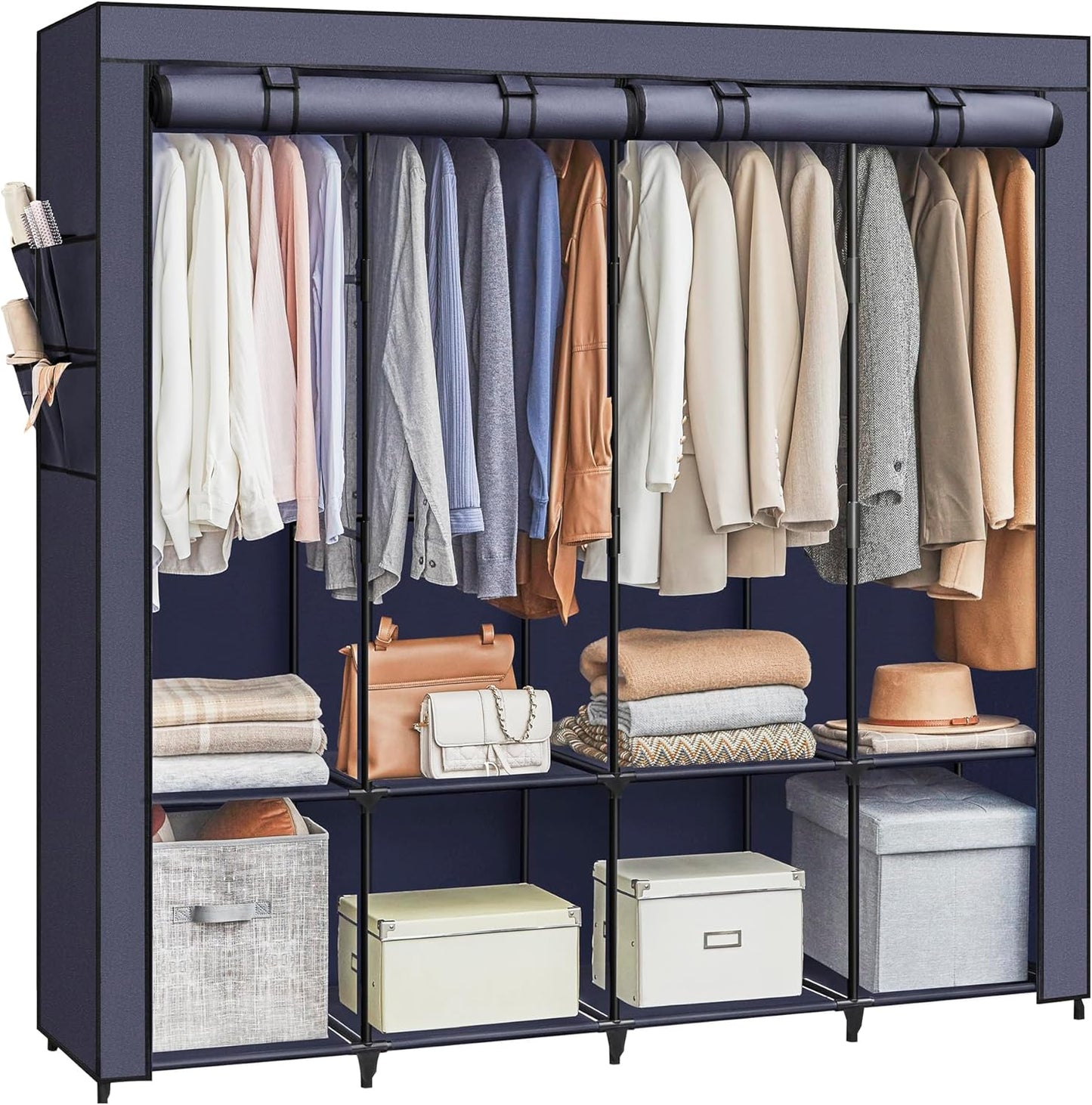 SONGMICS Portable Closet Organizer with Cover and Shelves