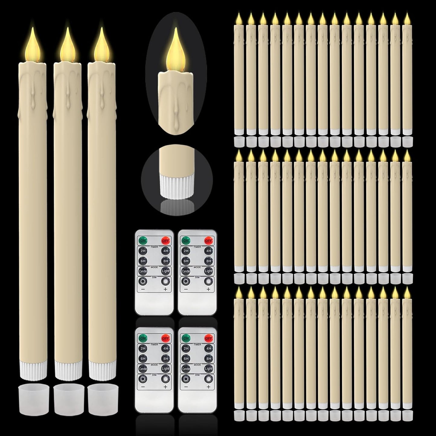 LED Flameless Taper Candles by Generic - Set of 48