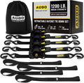 AUGO Retractable Ratchet Straps Pack of 4 - Fast, Secure Tie Downs