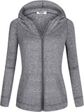 Women Full-Zip Fleece Lined Hoodie Sweatshirt - Lightweight Warmth