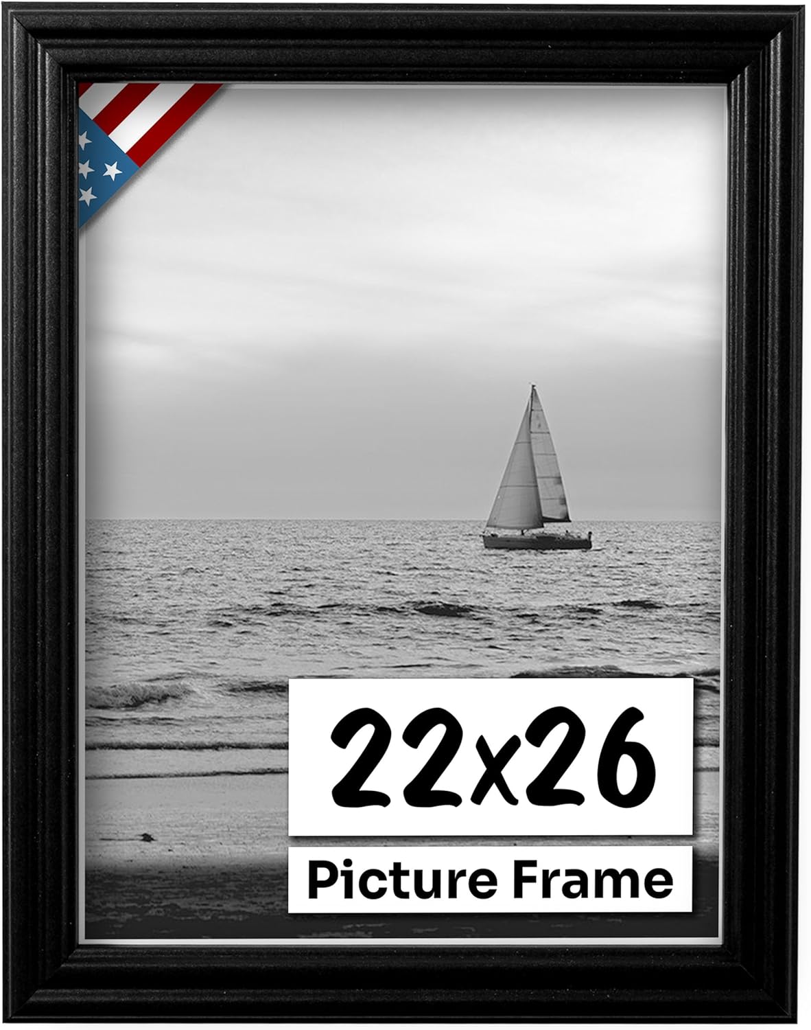 Black 22x26 Picture Frame - Handmade Solid Wood Wall Decor