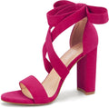Strappy Heels for Women Chunky Heels - Lace Up Nude Block Heel