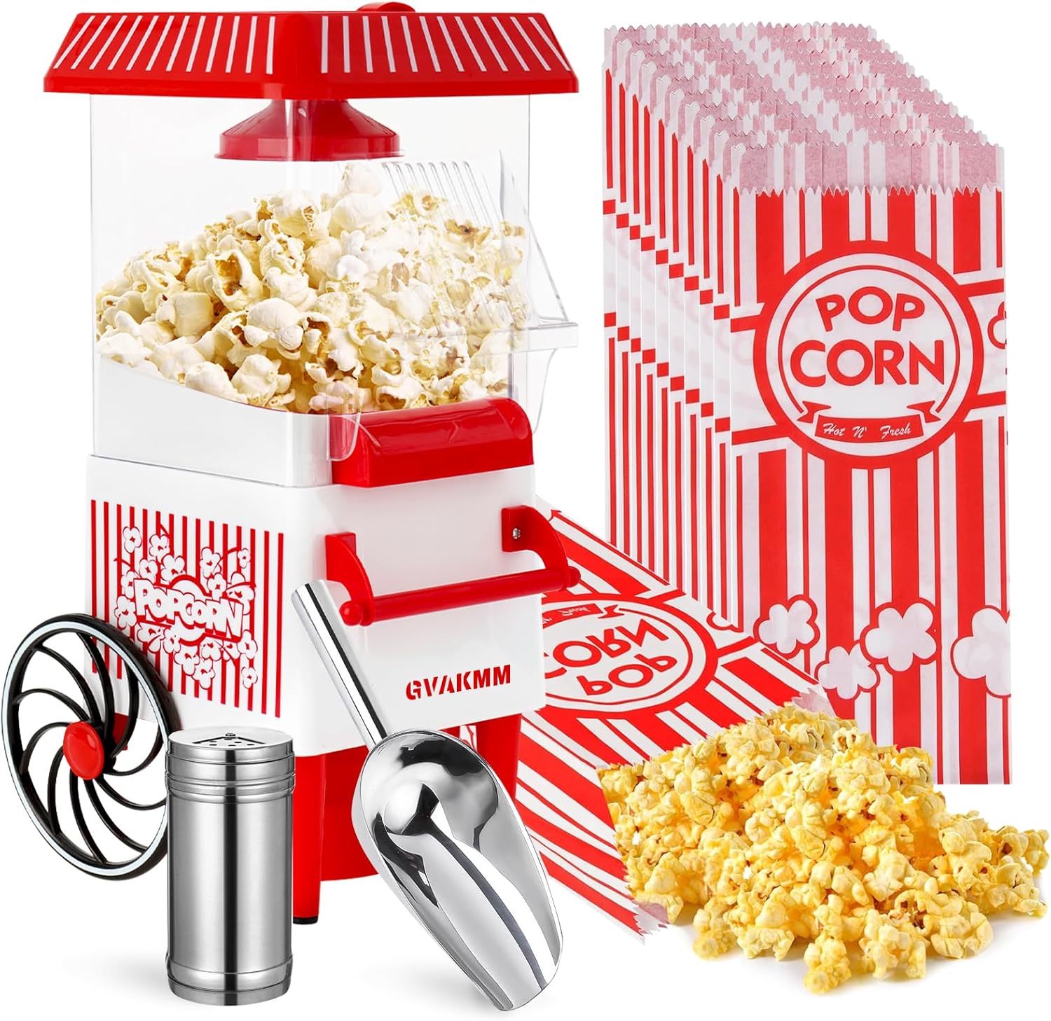 Popcorn Machine Kit for Home, Retro Style, Oil-Free Maker